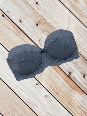 Adore Me 32DD Smokey periwinkle grey shade strapless pushup bra